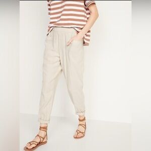 Old Navy Oatmeal Linen Blend Drawstring Pants